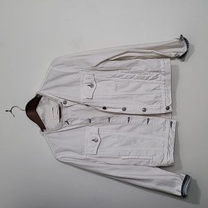 rag & bone/JEAN women's medium white denim jacket with frayed collar 🤍